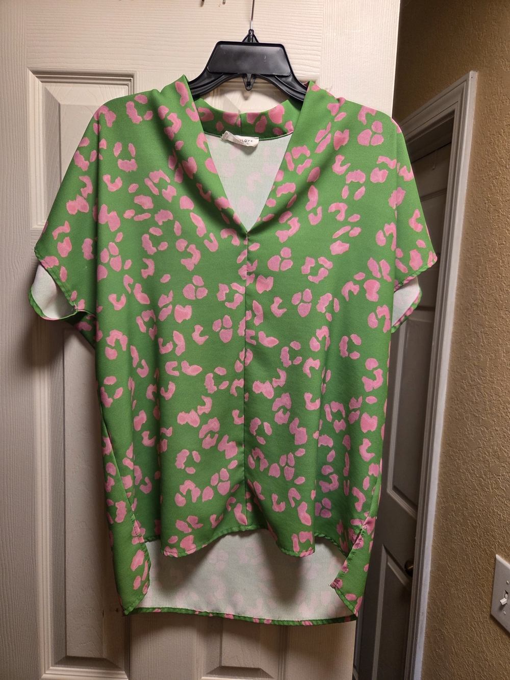 First Love Green Top with Pink Leopard Print